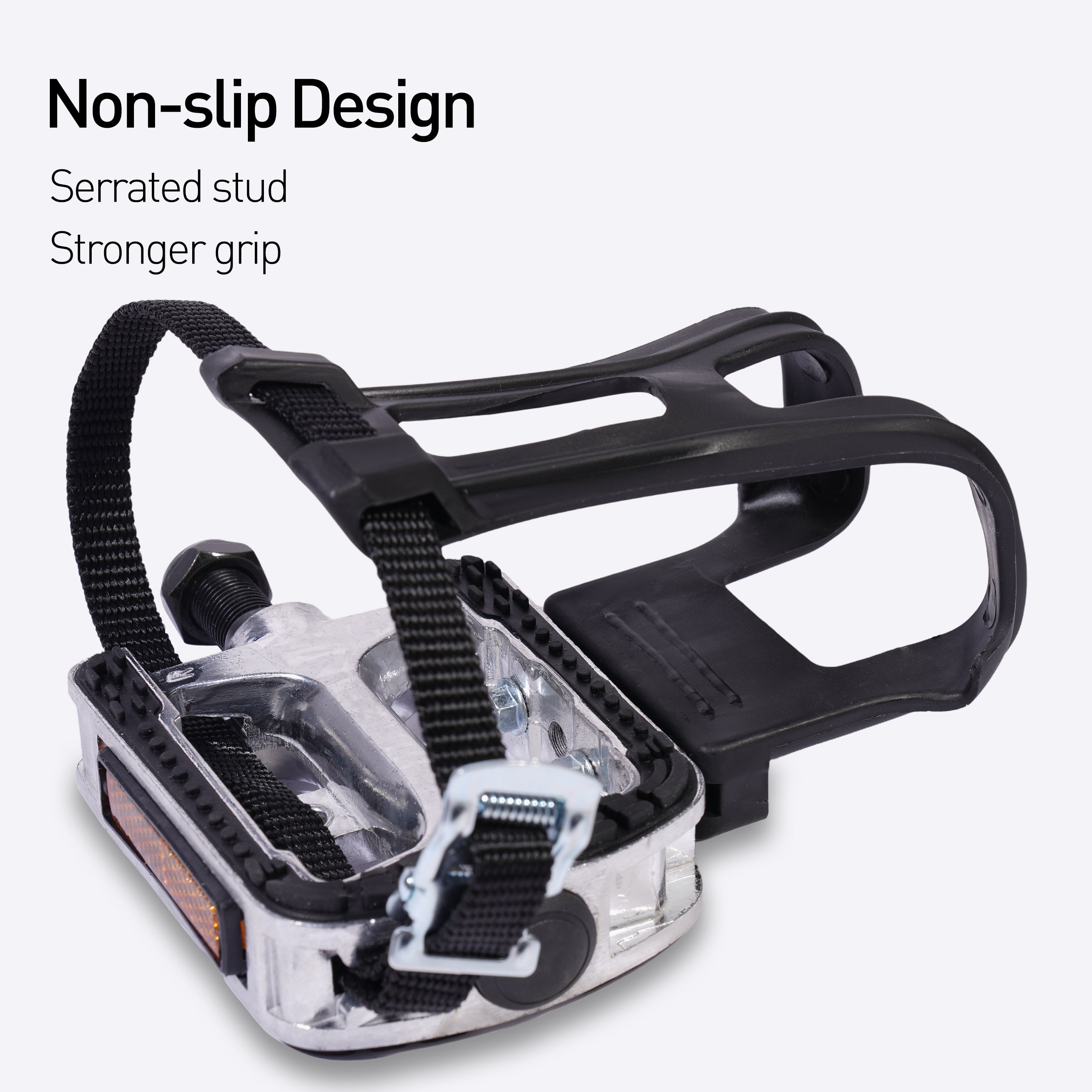 DeerRun® Indoor Bike Pedals with Toe Clip and Straps, Ride with Regular Shoes