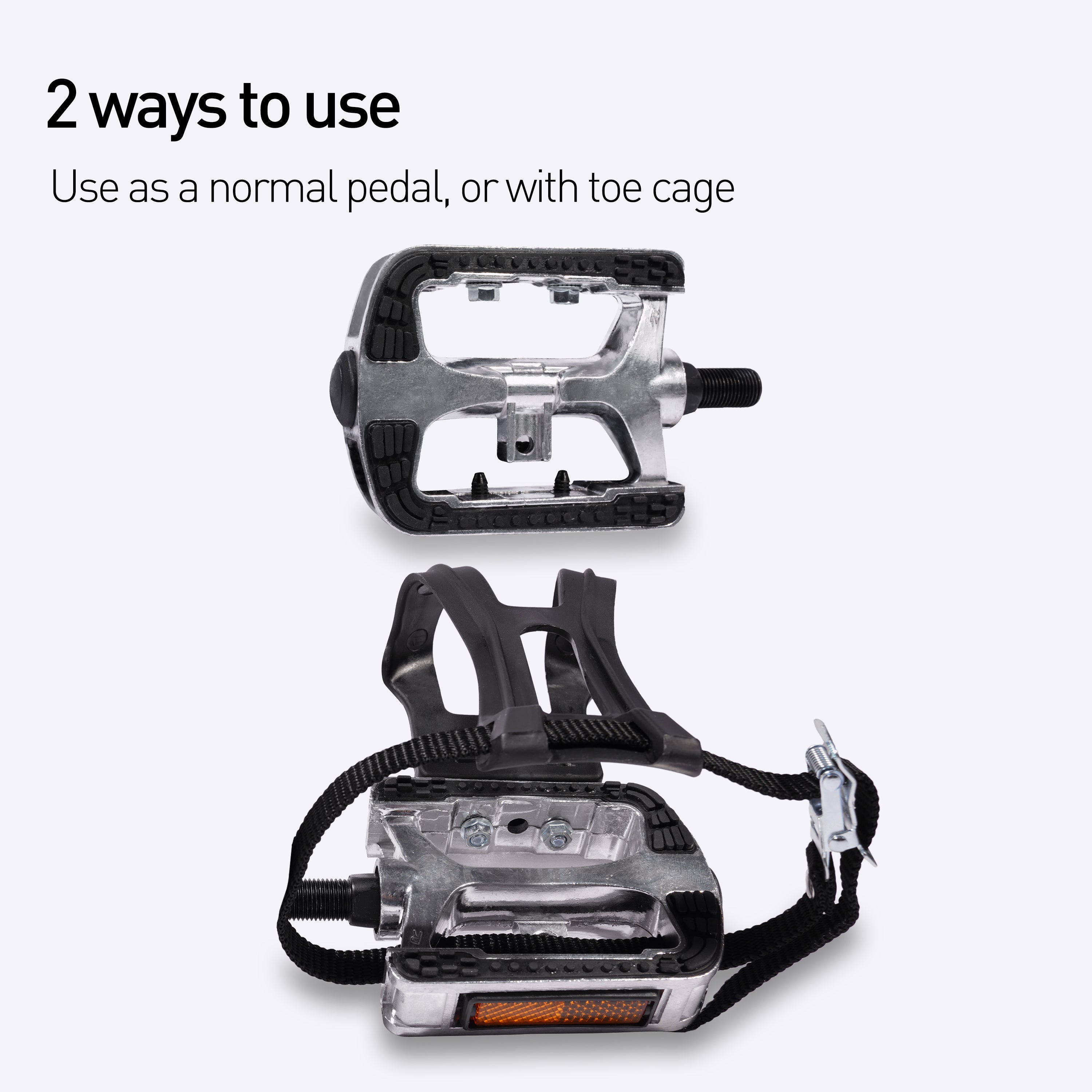 DeerRun® Indoor Bike Pedals with Toe Clip and Straps, Ride with Regular Shoes