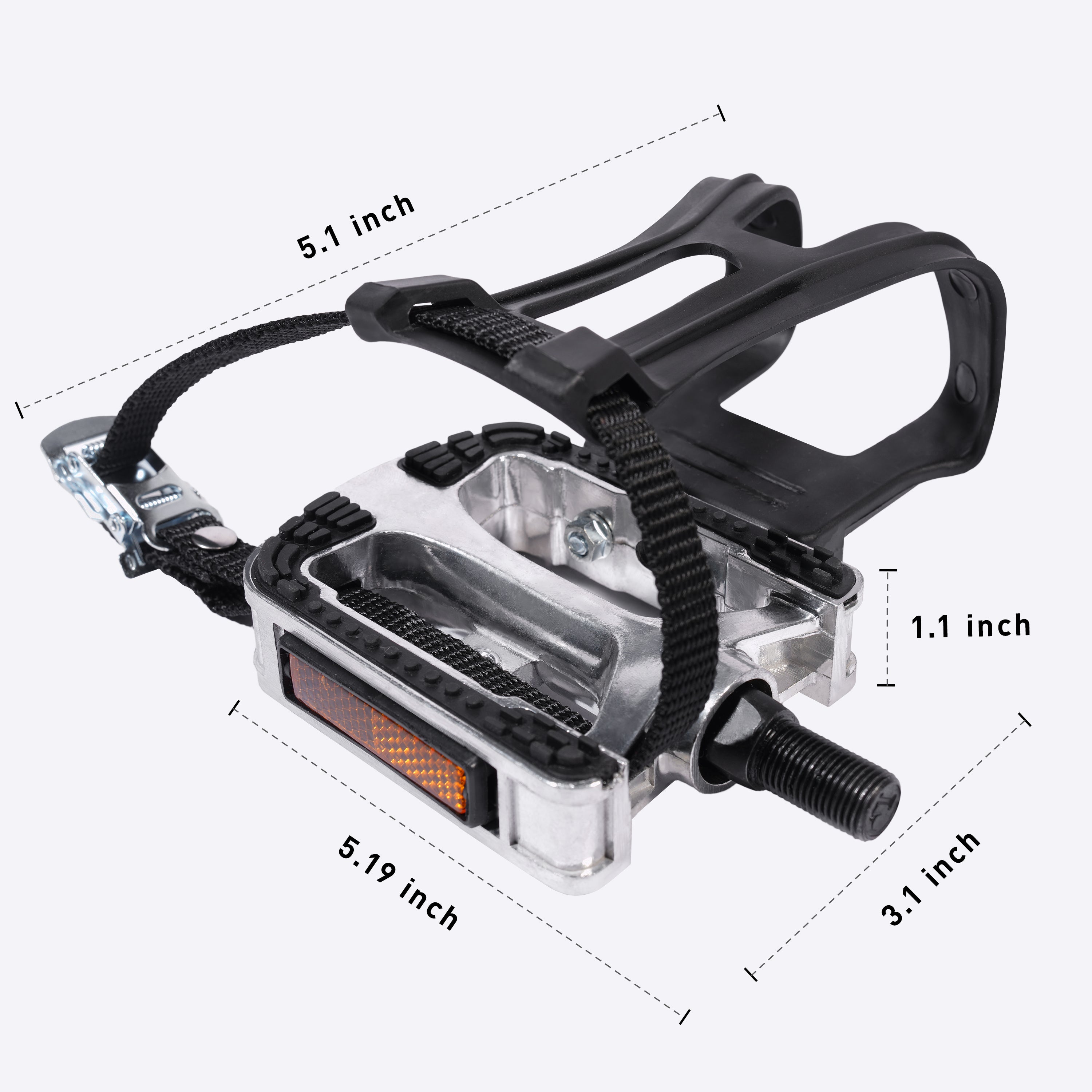 DeerRun® Indoor Bike Pedals with Toe Clip and Straps, Ride with Regular Shoes
