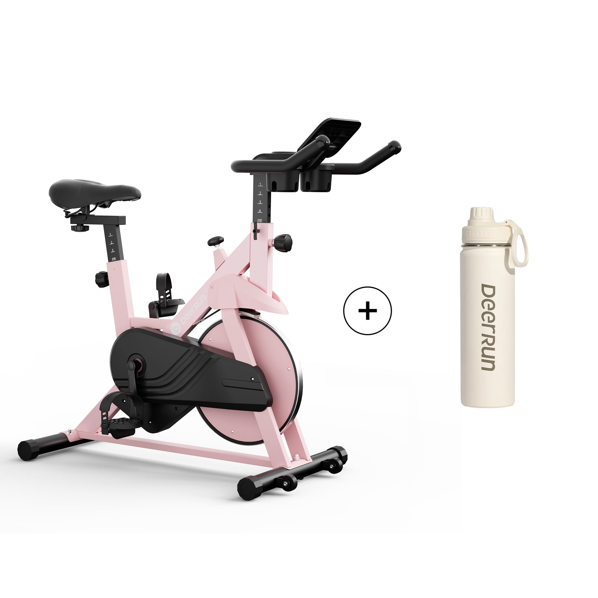 DeerRun S500 Indoor Adjustable Magnetic Resistance Silent Belt Smart Cycling Bike with PitPat App - Pink