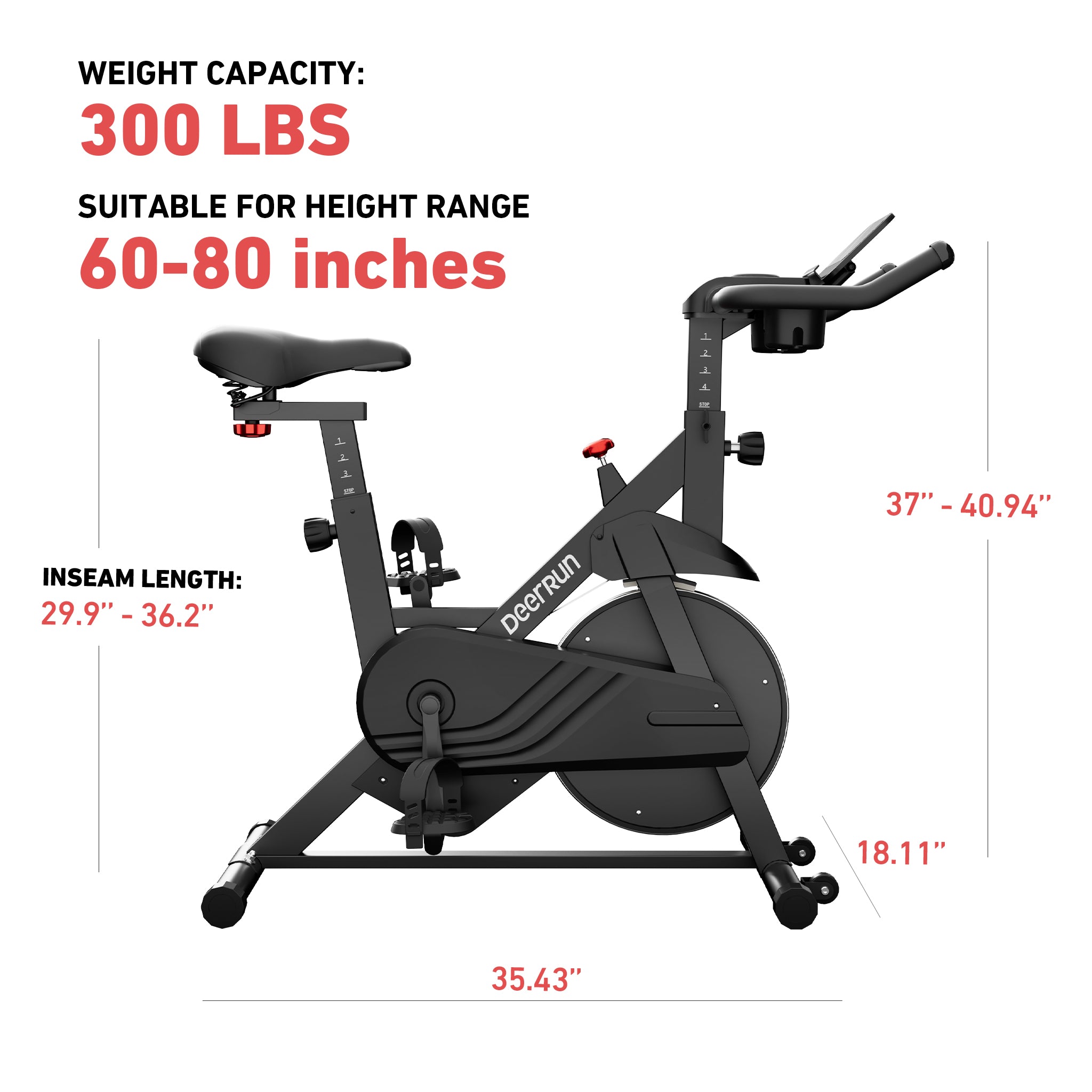 DeerRun S500 Indoor Adjustable Magnetic Resistance Silent Belt Smart Cycling Bike with PitPat App