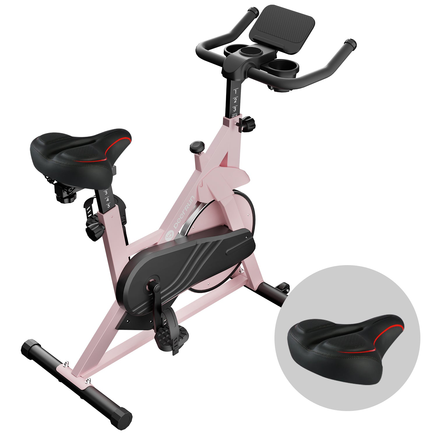 DeerRun S500 Indoor Adjustable Magnetic Resistance Silent Belt Smart Cycling Bike with PitPat App - Pink