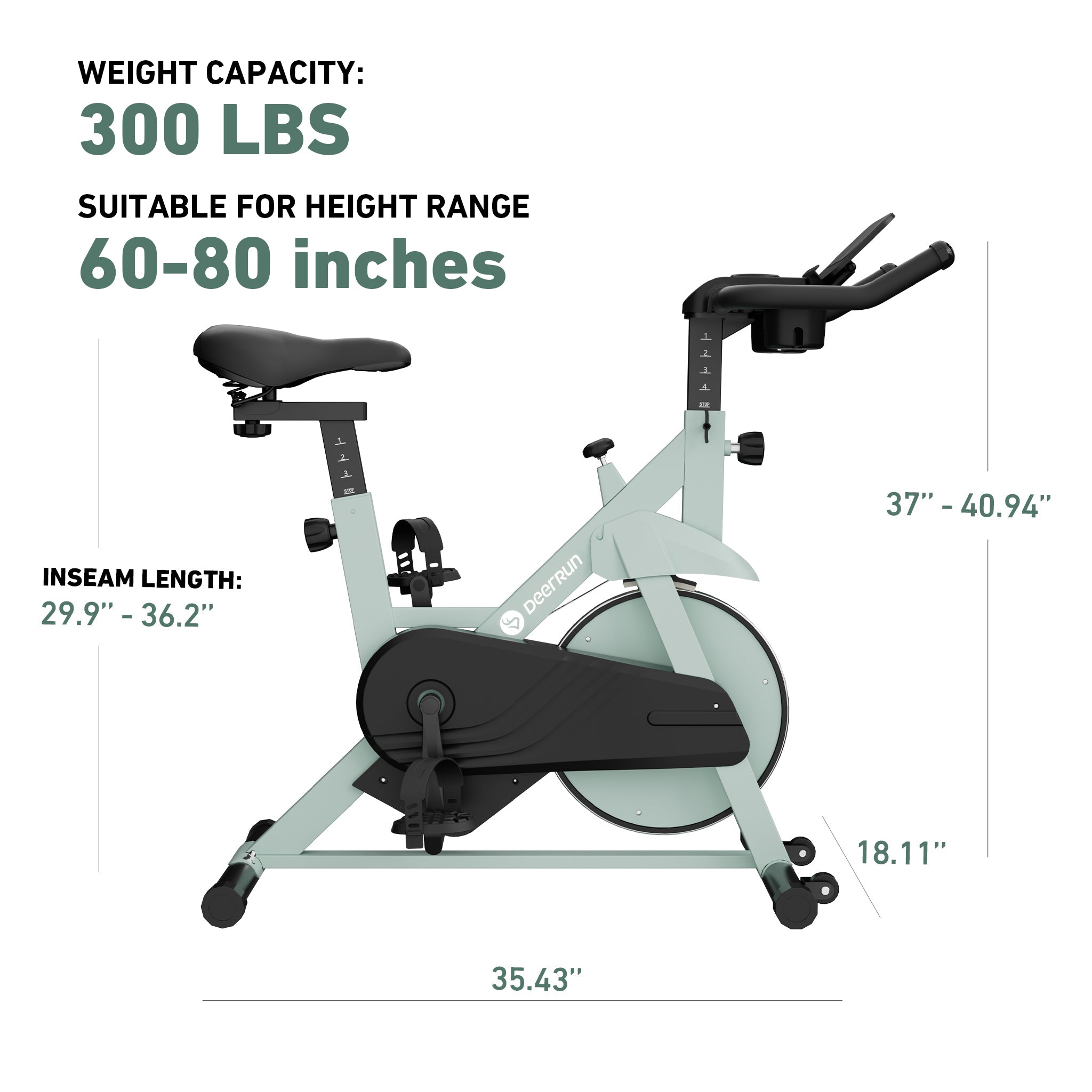 DeerRun S500 Indoor Adjustable Magnetic Resistance Silent Belt Smart Cycling Bike with PitPat App