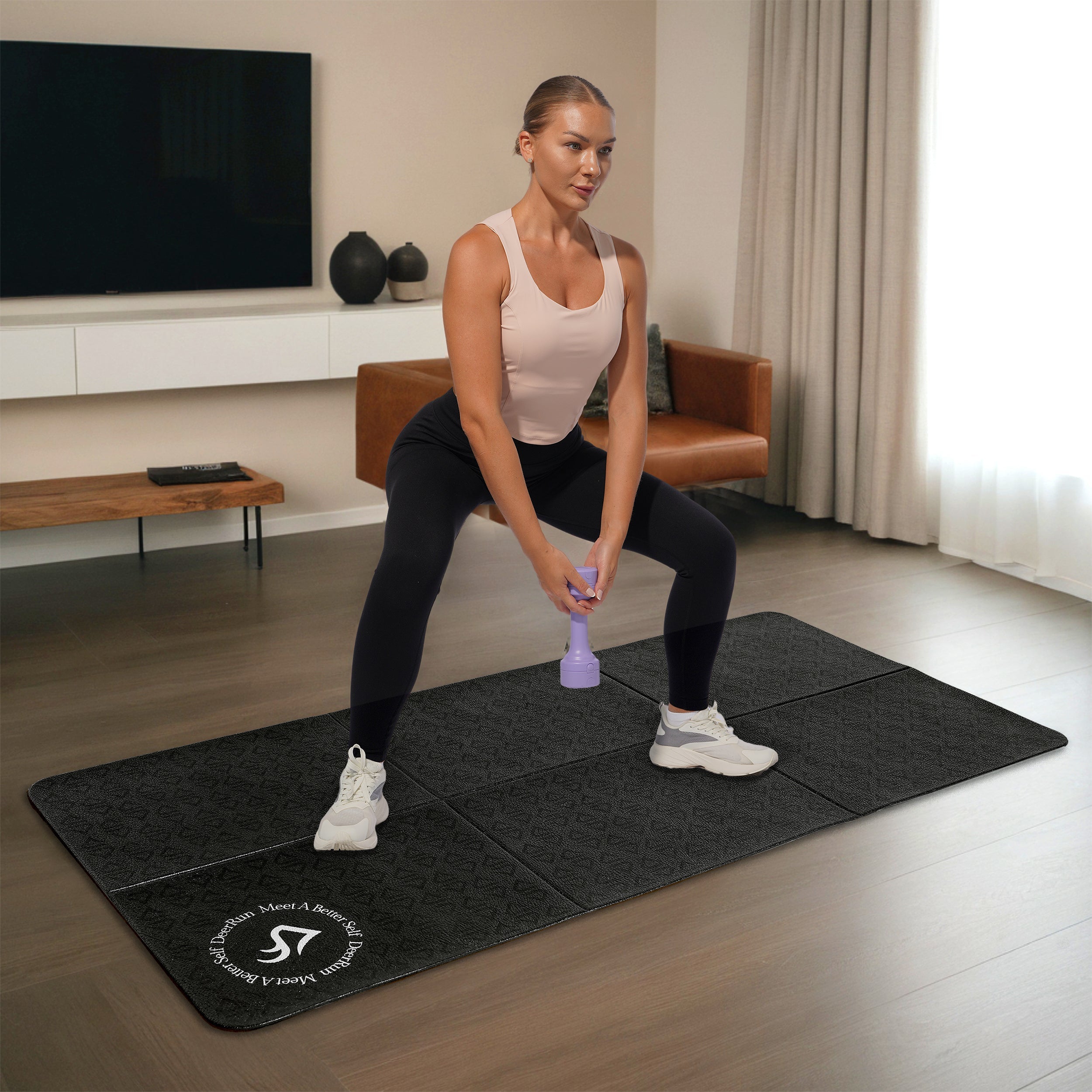 DeerRun® Glory Mat in 6MM Signature PVC, Higher Density Foldable Bike & Treadmill Mat