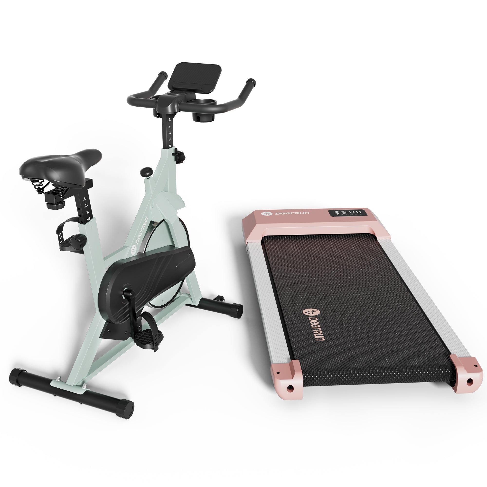 DeerRun Q1 Urban Under-Desk Treadmill & DeerRun S500 Indoor Smart Stationary Cycling Bike