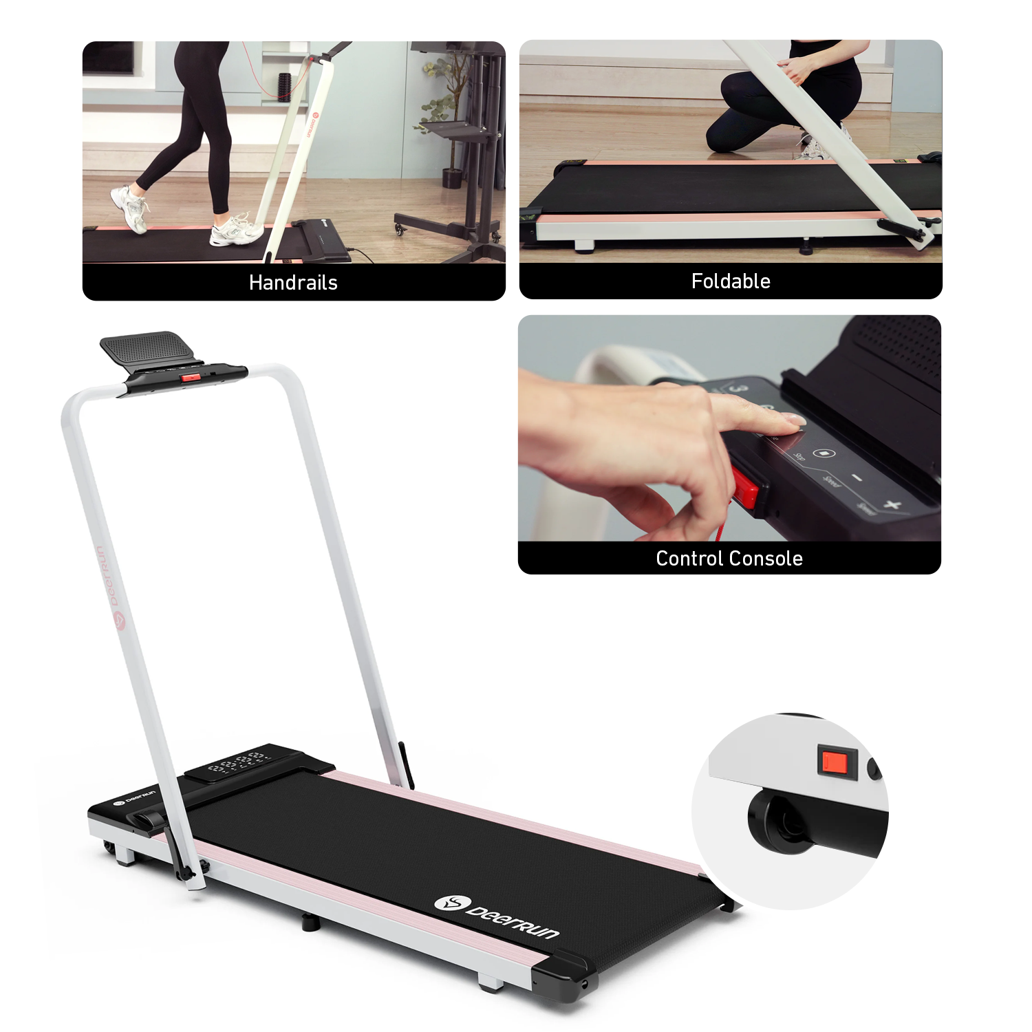 DeerRun A5 Pro Smart 2-in-1 Folding WalkingPad with Handrail