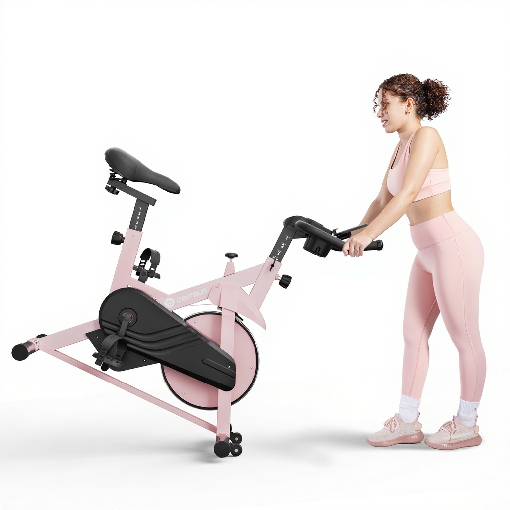DeerRun S500 Indoor Adjustable Magnetic Resistance Silent Belt Smart Cycling Bike with PitPat App - Pink