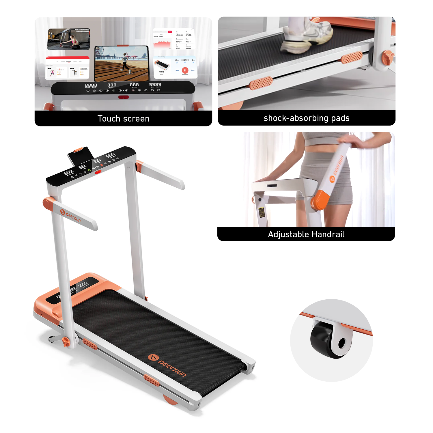 DeerRun Z10 Pro Smart 2 in 1 Foldable Treadmill with Remote Control, 12% Auto Incline