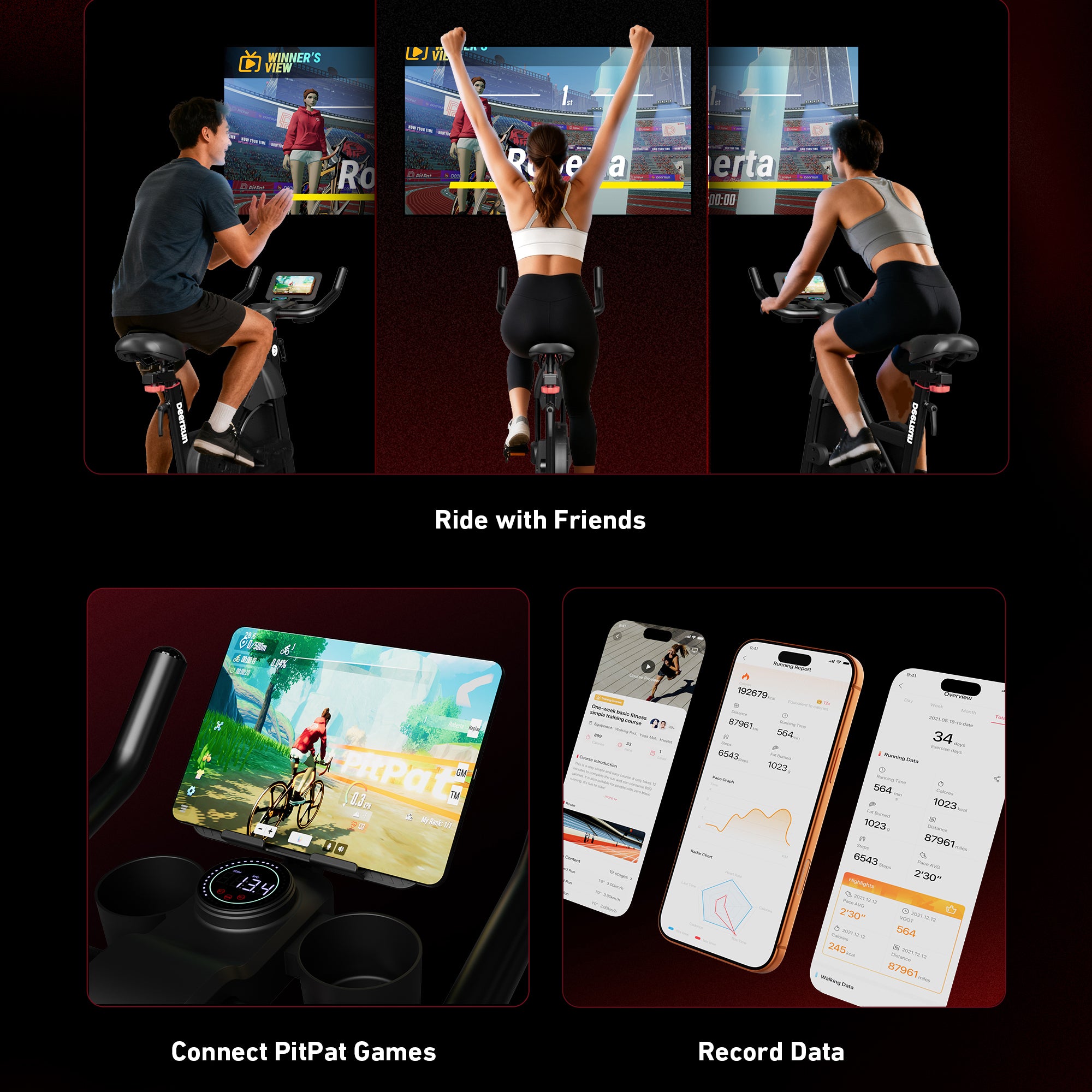 DeerRun S500 Pro King Size Indoor Exercise Bike for Tall Riders 32 Magnetic Resistance, LED Screen